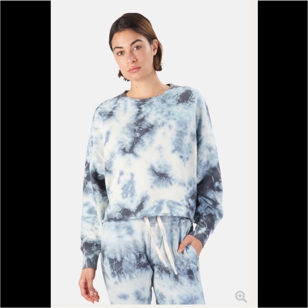 NSF Sonia Drop Shoulder Crewneck Sweatshirt in Storm Tie Dye Size Small
